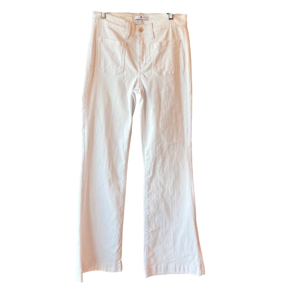 7 For All Mankind Dojo Tailorless Flare Jeans White Size 27 NEW Premium Denim